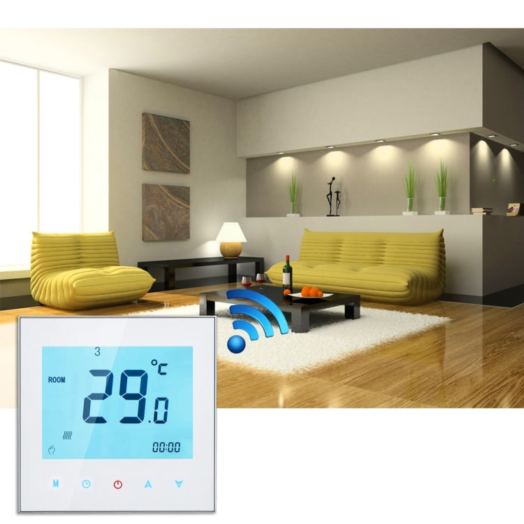 BHT-1000-GA-WIFI 3A Load Water Heating Type Touch LCD Digital WiFi Heating Room Thermostat, Display Clock / Temperature / Periods / Time / Week / Heat etc.(White) - Indoor Thermometer by PMC Jewellery | Online Shopping South Africa | PMC Jewellery