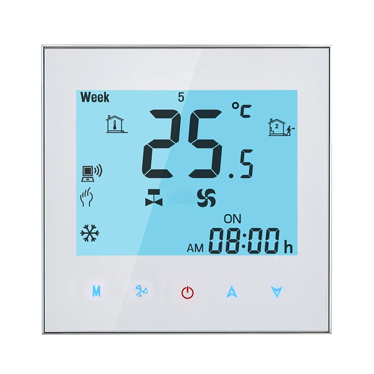 LCD Display Air Conditioning 4-Pipe Programmable Room Thermostat for Fan Coil Unit, Supports Wifi (White) - Thermostat & Thermometer by PMC Jewellery | Online Shopping South Africa | PMC Jewellery