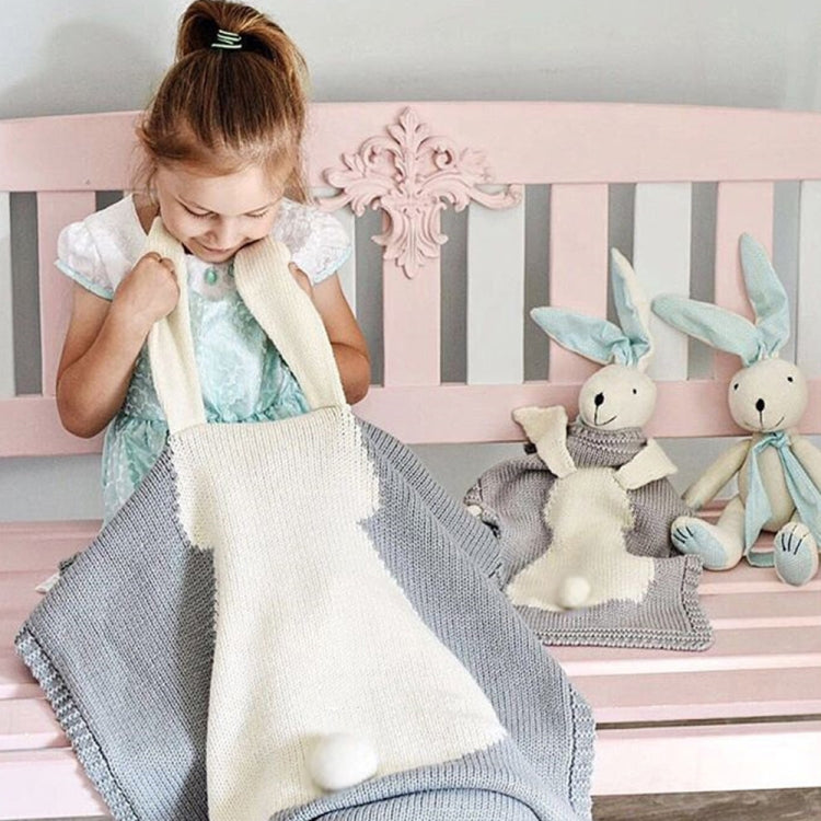 Rabbit Pattern Stereoscopic Ears Baby Knitted Blanket(Grey) - Towels & Burp Cloths by PMC TechLife | Online Shopping South Africa | PMC TechLife | Buy Now Pay Later Mobicred