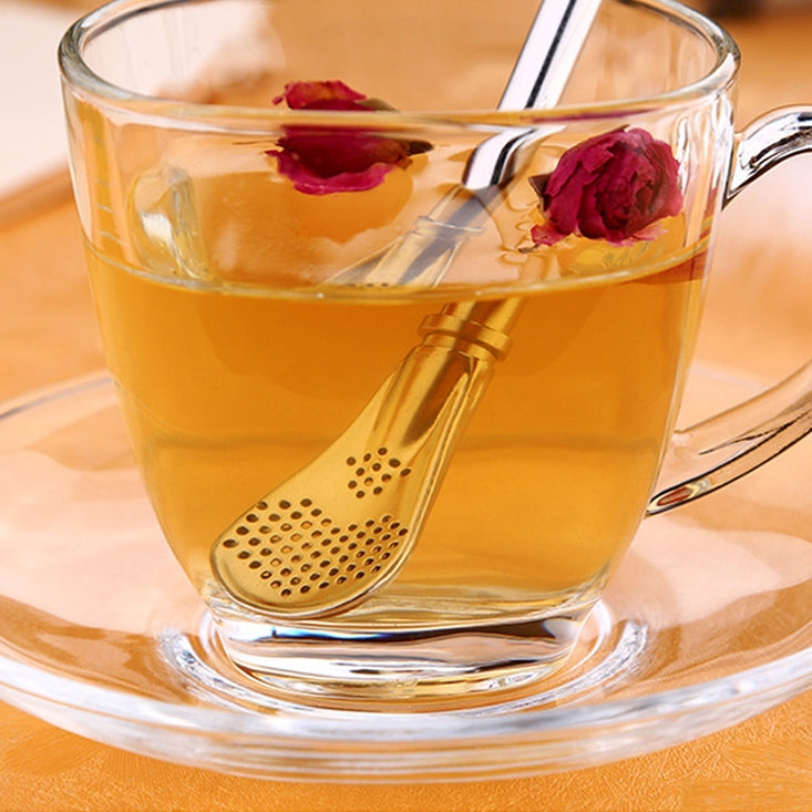 Stainless Steel Tea Leaf Filtered Drinking Straw Herb Tea Filter Tea Strainer Juice Cafe Coffee Stirring Spoon - free shipping - PMC TechLife - Order now!