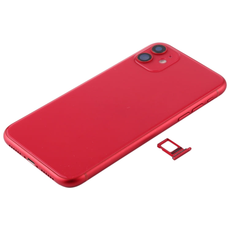 Battery Back Cover Assembly (with Side Keys & Power Button + Volume Button Flex Cable & Wireless Charging Module & Motor & Charging Port & Speaker Ringer Buzzer & Card Tray & Camera Lens Cover) for iPhone 11(Red) - Back Cover by PMC TechLife | Online Shopping South Africa | PMC TechLife