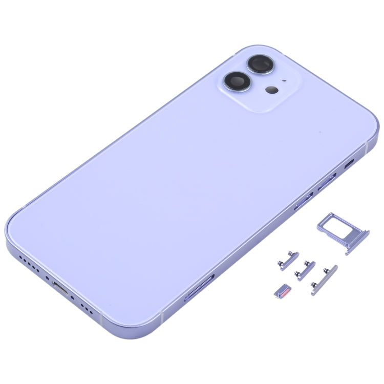 Back Housing Cover with SIM Card Tray & Side  Keys & Camera Lens for iPhone 12(Purple) - Back Cover by PMC TechLife | Online Shopping South Africa | PMC TechLife