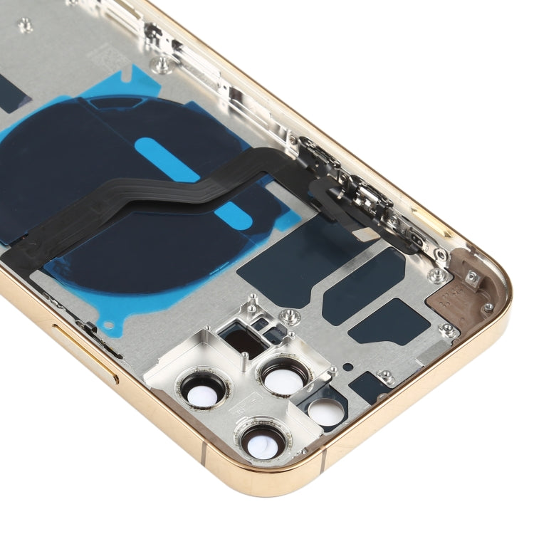 Battery Back Cover (with Side Keys & Card Tray & Power + Volume Flex Cable & Wireless Charging Module) for iPhone 12 Pro(Gold) - Back Cover by PMC TechLife | Online Shopping South Africa | PMC TechLife