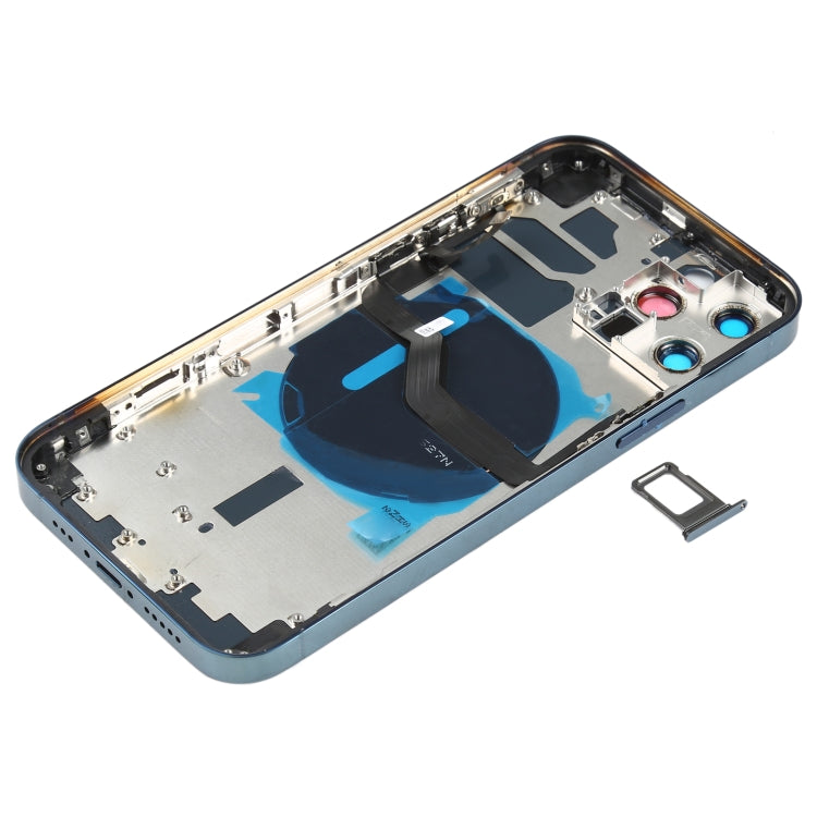 Battery Back Cover (with Side Keys & Card Tray & Power + Volume Flex Cable & Wireless Charging Module) for iPhone 12 Pro(Blue) - Back Cover by PMC TechLife | Online Shopping South Africa | PMC TechLife