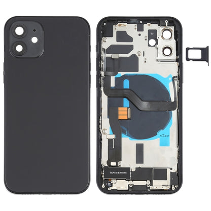 Battery Back Cover Assembly (with Side Keys & Speaker Ringer Buzzer & Motor & Camera Lens & Card Tray & Power Button + Volume Button + Charging Port & Wireless Charging Module) for iPhone 12(Black) - Back Cover by PMC Jewellery | Online Shopping South Africa | PMC Jewellery