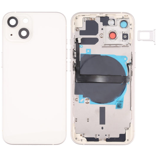 For iPhone 13 Battery Back Cover with Side Keys & Card Tray & Power + Volume Flex Cable & Wireless Charging Module(White) - Back Cover by PMC Jewellery | Online Shopping South Africa | PMC Jewellery