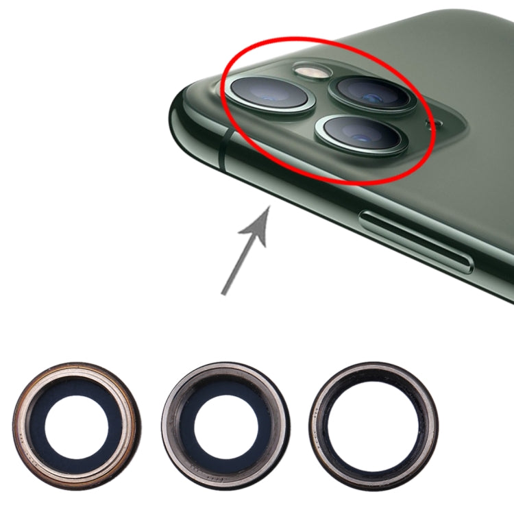 3 PCS Back Camera Bezel with Lens Cover for iPhone 11 Pro / 11 Pro Max - Camera Series by PMC TechLife | Online Shopping South Africa | PMC TechLife