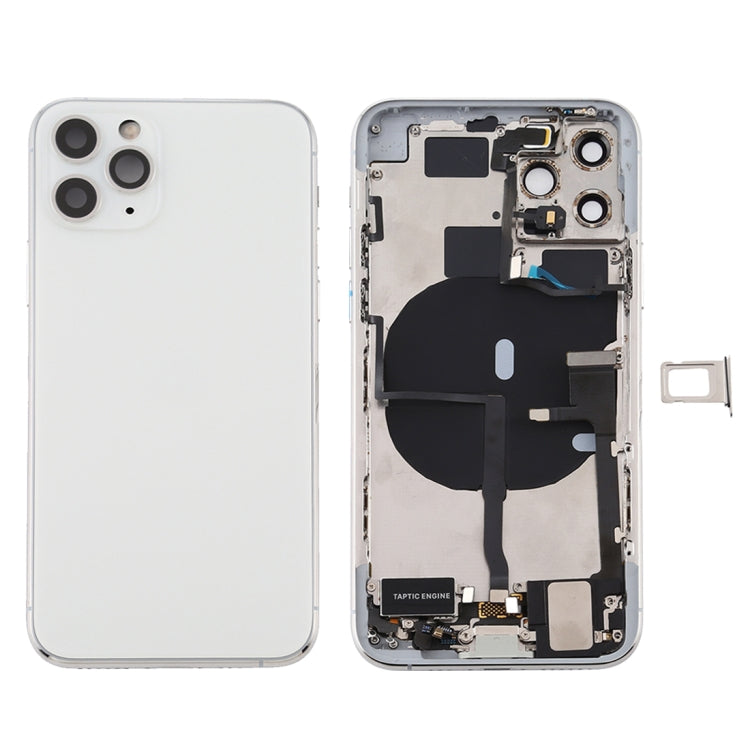 Battery Back Cover Assembly (with Side Keys & Power Button + Volume Button Flex Cable & Wireless Charging Module & Motor & Charging Port & Speaker Ringer Buzzer & Card Tray & Camera Lens Cover) for iPhone 11 Pro Max(Silver) - Back Cover by PMC TechLife | Online Shopping South Africa | PMC TechLife