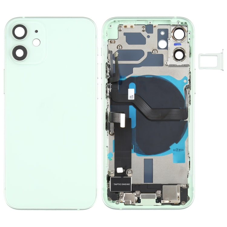 Battery Back Cover Assembly (with Side Keys & Speaker Ringer Buzzer & Motor & Camera Lens & Card Tray & Power Button + Volume Button + Charging Port & Wireless Charging Module) for iPhone 12 Mini(Green) - Back Cover by PMC TechLife | Online Shopping South Africa | PMC TechLife | Buy Now Pay Later Mobicred