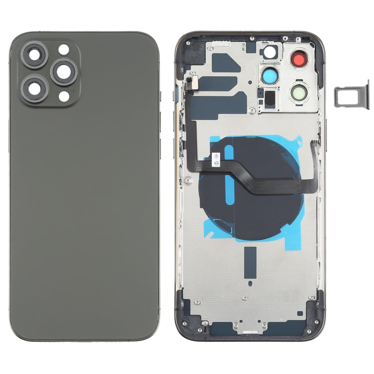 Battery Back Cover (with Side Keys & Card Tray & Power + Volume Flex Cable & Wireless Charging Module) for iPhone 12 Pro Max(Black) - Back Cover by PMC TechLife | Online Shopping South Africa | PMC TechLife