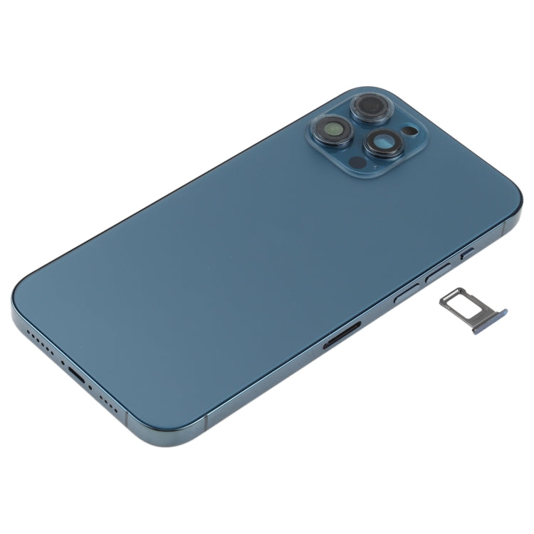 Battery Back Cover (with Side Keys & Card Tray & Power + Volume Flex Cable & Wireless Charging Module) for iPhone 12 Pro Max(Blue) - Back Cover by PMC TechLife | Online Shopping South Africa | PMC TechLife