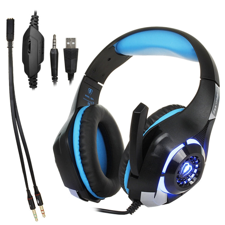 Beexcellent GM-1 Stereo Bass Gaming Wired Headphone with Microphone & LED Light, For PS4, Smartphone, Tablet, PC, Notebook(Blue) - Multimedia Headset by PMC TechLife | Online Shopping South Africa | PMC TechLife