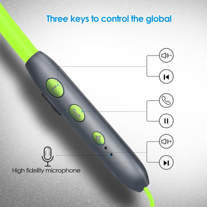 BH-I37 Bluetooth 5.0 Wire-controlled Bluetooth Earphone Built-in High-fidelity Microphone, Support Call (Green) - Bluetooth Earphone by PMC Jewellery | Online Shopping South Africa | PMC Jewellery