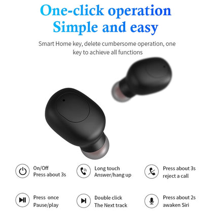 P1 TWS Bluetooth 5.0 Binaural Stereo Wireless Sports Bluetooth Earphone(Black) - TWS Earphone by PMC Jewellery | Online Shopping South Africa | PMC Jewellery