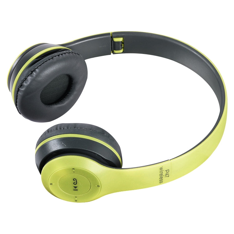 P47 Foldable Wireless Bluetooth Headphone with 3.5mm Audio Jack, Support MP3 / FM / Call (Green) - Headset & Headphone by PMC Jewellery | Online Shopping South Africa | PMC Jewellery