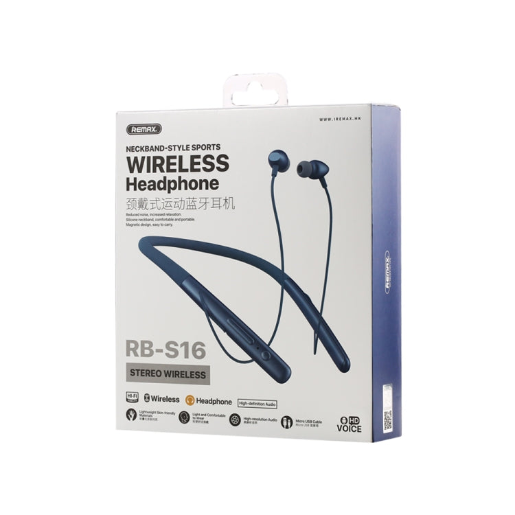 REMAX RB-S16 Wireless Neck-mounted Sports V4.2 Bluetooth Earphone (Blue) - Neck-mounted Earphone by REMAX | Online Shopping South Africa | PMC Jewellery
