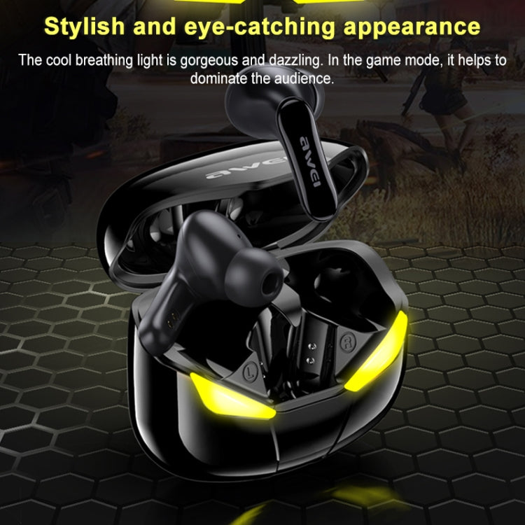 awei T35 Bluetooth V5.0 Ture Wireless Sports Game Dual Mode IPX5 Waterproof TWS Headset with Charging Case (Black) - TWS Earphone by awei | Online Shopping South Africa | PMC Jewellery