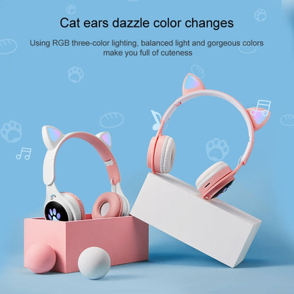 B30 Cat Paw Cat Ears Colorful Luminous Foldable Bluetooth Headset with 3.5mm Jack & TF Card Slot(Pink) - Headset & Headphone by PMC Jewellery | Online Shopping South Africa | PMC Jewellery