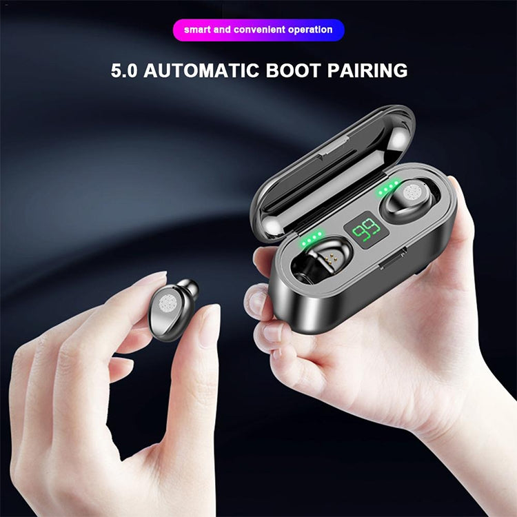 F9 TWS V5.0 Touch Control Binaural Wireless Bluetooth Headset with Charging Case and Digital Display - TWS Earphone by PMC TechLife | Online Shopping South Africa | PMC TechLife