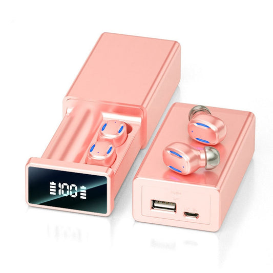 A22 English Version Pull-out Digital Display Bluetooth Earphone with Magnetic Charging Box, Support Touch Light & Power Bank (Pink) - Bluetooth Earphone by PMC Jewellery | Online Shopping South Africa | PMC Jewellery