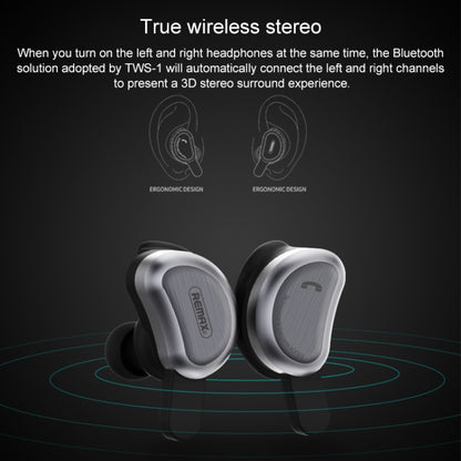 REMAX TWS-1 Half Moon Shaped Bluetooth 4.2 Wireless Bluetooth Earphone with Charging Box(Gold) - TWS Earphone by REMAX | Online Shopping South Africa | PMC Jewellery