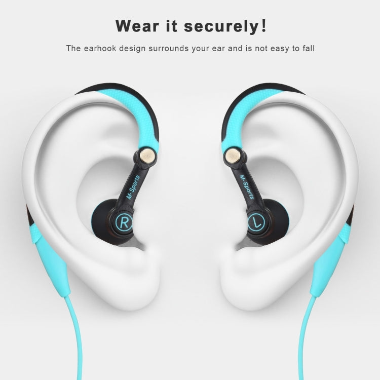 Mucro Type-C Plug In-Ear Sport Earhook Wired Stereo Headphones for Jogging Gym(Blue) - Type-C Earphone by Mucro | Online Shopping South Africa | PMC Jewellery