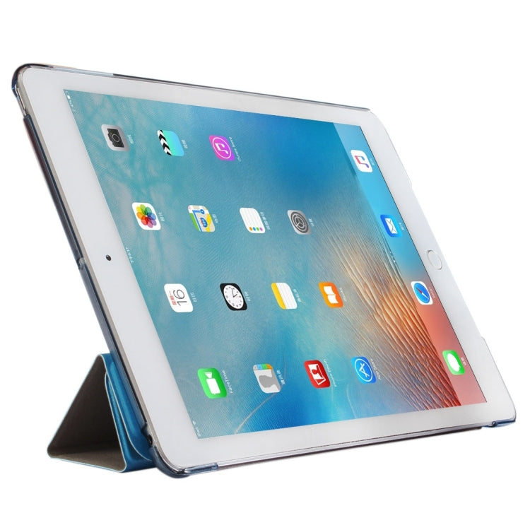 For iPad 9.7 (2018) & iPad 9.7 (2017) & iPad Air Silk Texture Horizontal Deformation Flip Leather Case with Three-folding Holder(Blue) - free shipping - PMC TechLife - Order now!