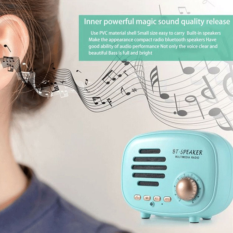 Q108 Retro Mini Wireless Bluetooth Speaker, Support Hands-free / TF Card / U disk / FM(Blue) - Mini Speaker by PMC TechLife | Online Shopping South Africa | PMC TechLife