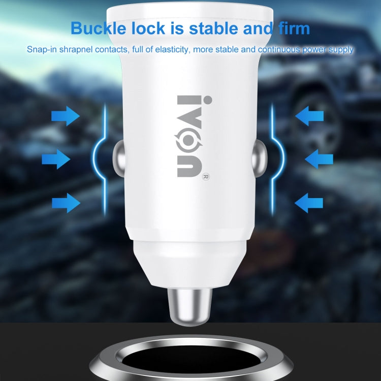 IVON CC45 20W PD 3.0 USB-C / Type-C + QC 3.0 USB Port Mini Car Charger - Car Charger by IVON | Online Shopping South Africa | PMC Jewellery