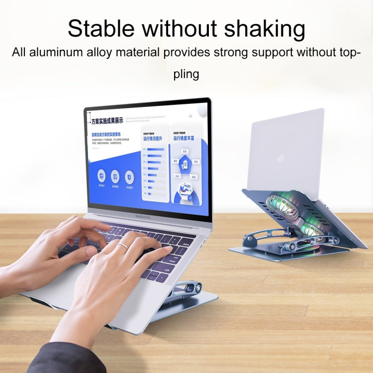 R- JUST HZ22-1 Rotating Dual-purpose Desktop Fan Aluminum Alloy Laptop Stand (Grey) - MacBook Holder by R-JUST | Online Shopping South Africa | PMC Jewellery