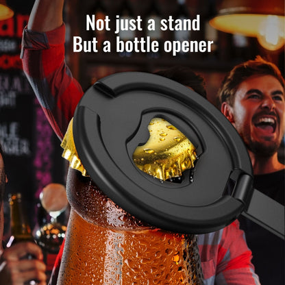 R-JUST SJ20-1 Aluminum Alloy Magnetic Bottle Opener Cellphone Holder With No Trace Sticker (Black) - Hand-Sticking Bracket by R-JUST | Online Shopping South Africa | PMC Jewellery | Buy Now Pay Later Mobicred