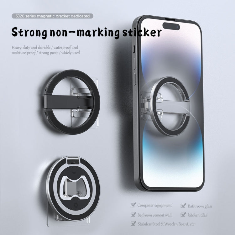 R-JUST SJ20-1 Aluminum Alloy Magnetic Bottle Opener Cellphone Holder With No Trace Sticker (Black) - Hand-Sticking Bracket by R-JUST | Online Shopping South Africa | PMC Jewellery | Buy Now Pay Later Mobicred