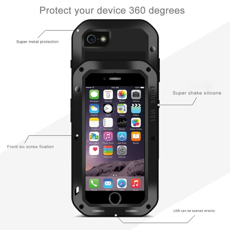 LOVE MEI for  iPhone 7 Professional and Powerful Dustproof Shockproof Anti-slip Metal Protective Case(Black) - More iPhone Cases by LOVE MEI | Online Shopping South Africa | PMC Jewellery | Buy Now Pay Later Mobicred