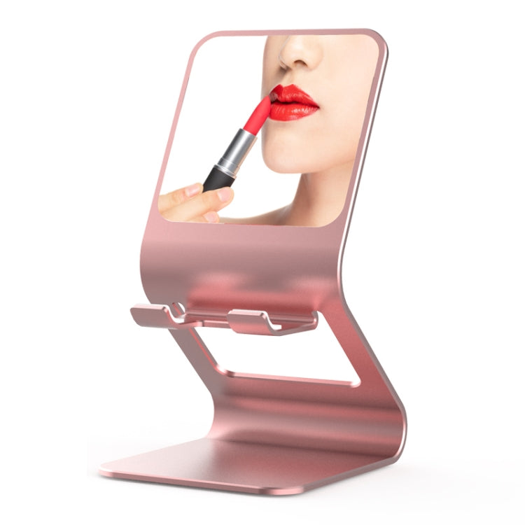 Universal Mobile Phone / Tablet PC Multifunctional Metal Desktop Stand with Makeup Mirror (Pink) - Desktop Holder by PMC TechLife | Online Shopping South Africa | PMC TechLife