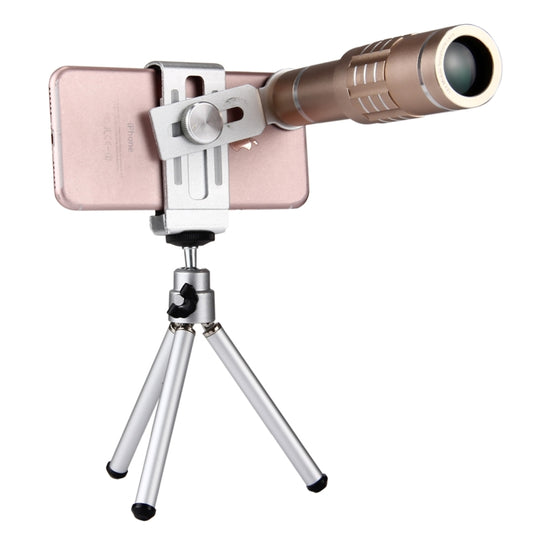 Universal 18X Magnification Lens Mobile Phone 3 in 1 Telescope + Tripod Mount + Mobile Phone Clip(Gold) - Telescope & Microscope by PMC Jewellery | Online Shopping South Africa | PMC Jewellery