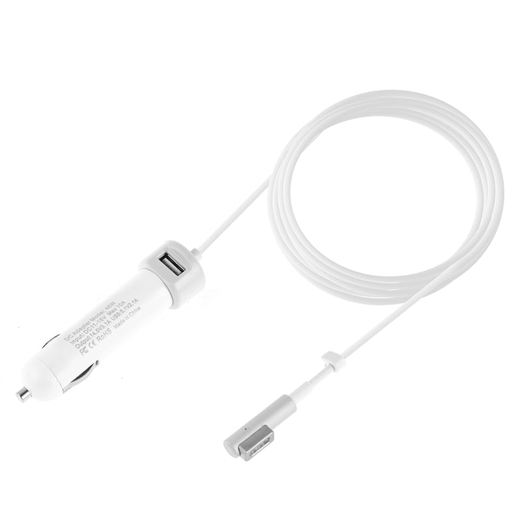45W 5.1V 2.1A USB Interface Car Charger with 14.5V 3.1A L MagSafe Interface Data Cable(White) - Car Charger by PMC TechLife | Online Shopping South Africa | PMC TechLife