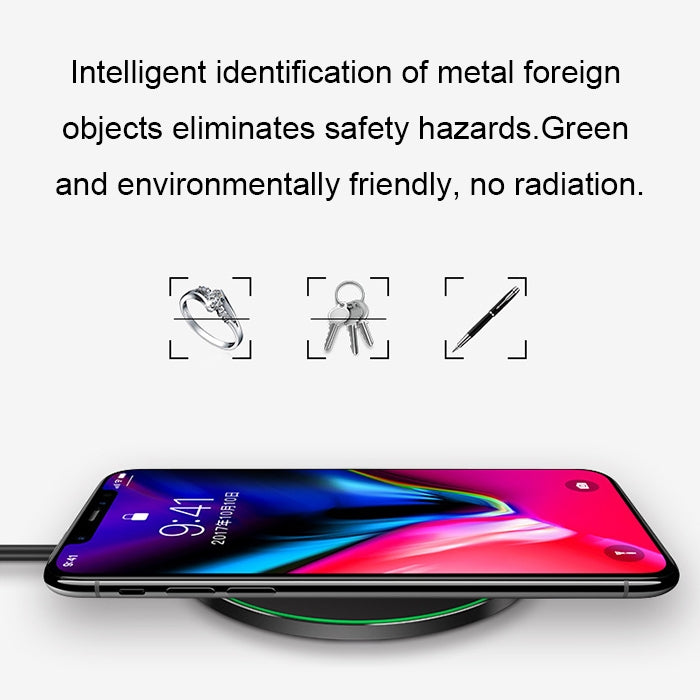 GY-68 Ultra-Thin Aluminum Alloy Wireless Fast Charging Qi Charger Pad(Black Red) - free shipping - PMC TechLife - Order now!