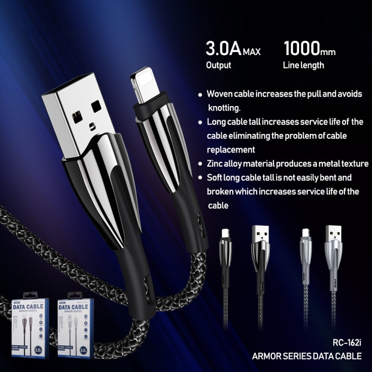 REMAX RC-162i Armor Series 3A USB to 8 Pin Charging Cable, Cable Length: 1m (Silver) - Normal Style Cable by REMAX | Online Shopping South Africa | PMC Jewellery