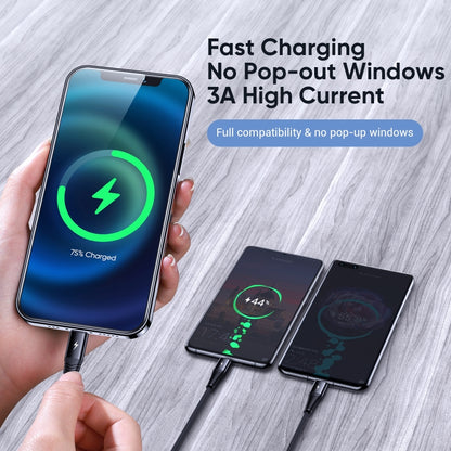JOYROOM S-1230G4 3A 3 In 1 USB to 8 Pin + Micro USB + Type-C / USB-C Fast Charging Data Cable Length: 1.2m (Black) - Multifunction Cable by JOYROOM | Online Shopping South Africa | PMC Jewellery