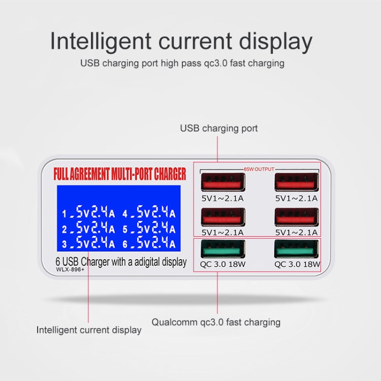 WLX-896+ 6 In 1 Multi-function Smart Digital Display USB Charger(US Plug) - Multifunction Charger by PMC TechLife | Online Shopping South Africa | PMC TechLife