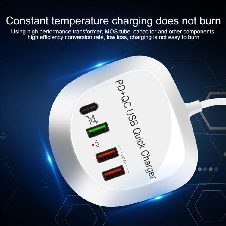 WLX-T3P 4 In 1 PD + QC Multi-function Smart Fast Charging USB Charger(EU Plug) - Multifunction Charger by PMC TechLife | Online Shopping South Africa | PMC TechLife