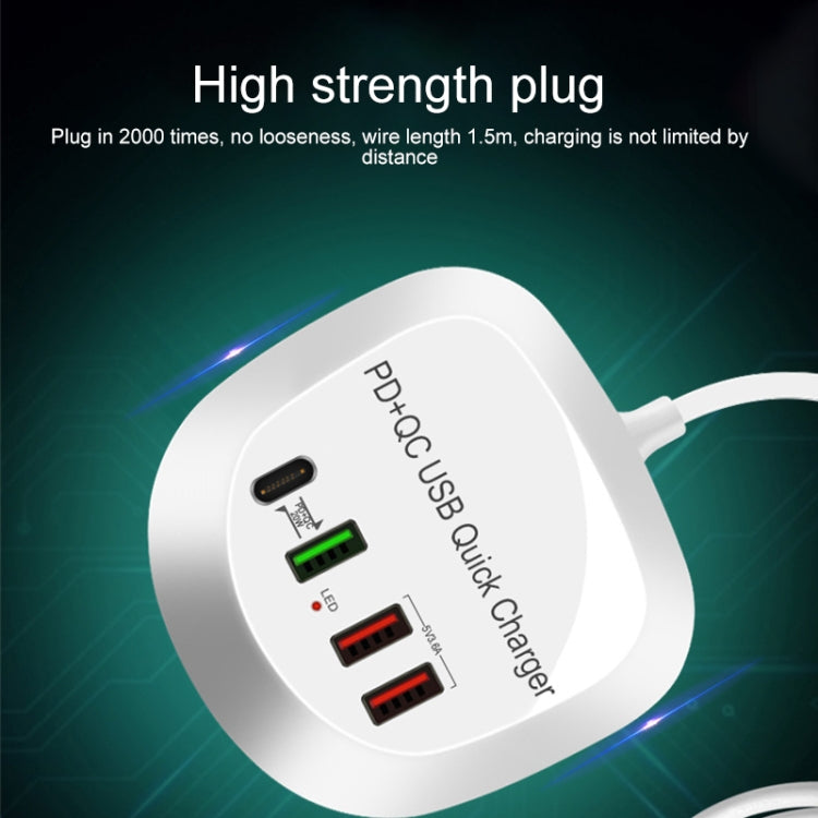 WLX-T3P 4 In 1 PD + QC Multi-function Smart Fast Charging USB Charger(UK Plug) - Multifunction Charger by PMC Jewellery | Online Shopping South Africa | PMC Jewellery