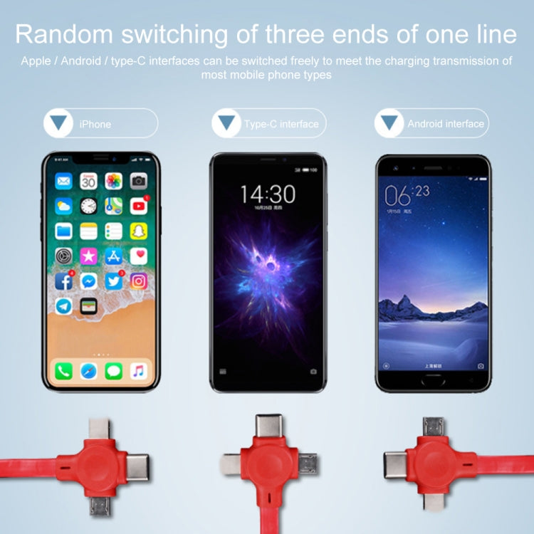 019-1 3 in 1 USB to 8 Pin + Micro USB + USB-C / Type-C Macaron Telescopic Data Cable with Storage Slot & Bracket, Cable Length: 1m (Black) - Multifunction Cable by PMC TechLife | Online Shopping South Africa | PMC TechLife