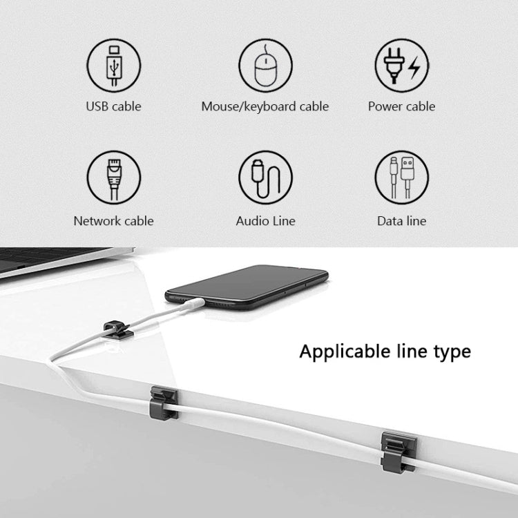 HG2392 50 PCS Desktop Data Cable Organizer Fixing Clip, Gum Type: 3M(Black) - Cable Organizer by PMC TechLife | Online Shopping South Africa | PMC TechLife