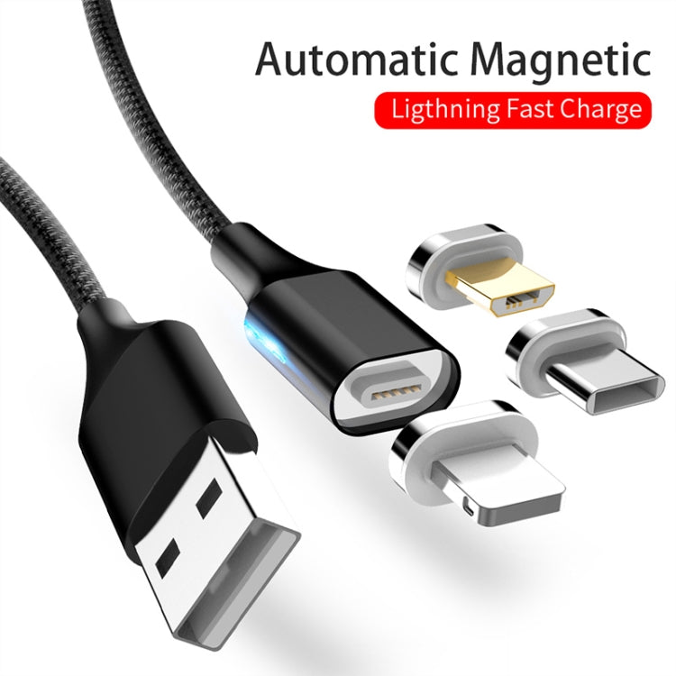M11 3 in 1 3A USB to 8 Pin + Micro USB + USB-C / Type-C Nylon Braided Magnetic Data Cable, Cable Length: 1m (Black) - Charging Cable & Head by PMC TechLife | Online Shopping South Africa | PMC TechLife