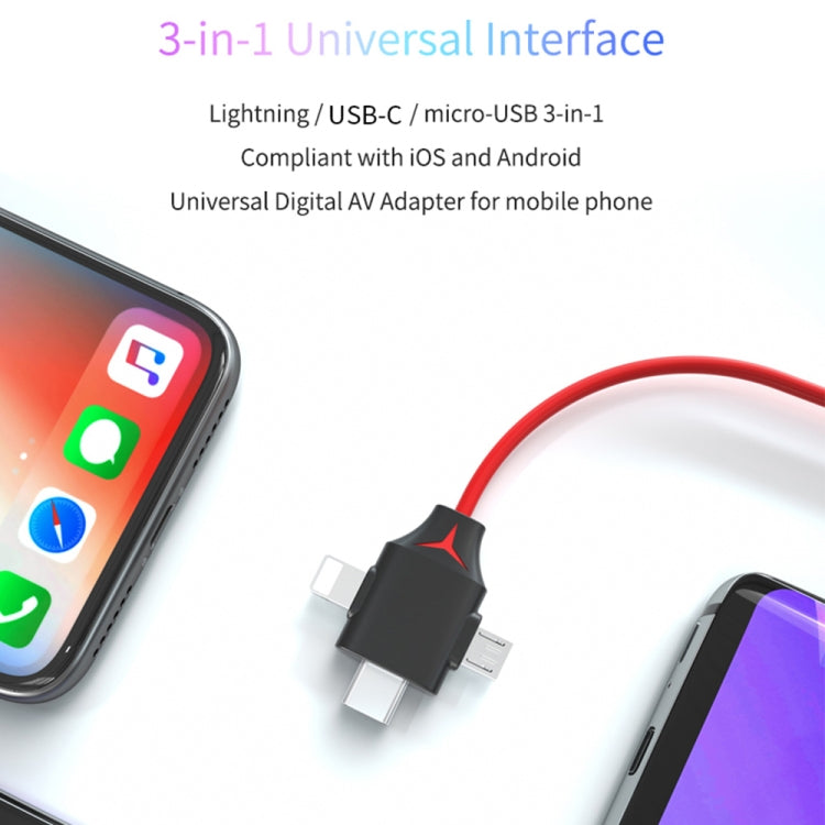 MiraScreen L7-8 3 in 1 8 Pin + Micro USB + USB-C / Type-C to HDMI Video Converter Cable, Cable Length: 2m - Video & Audio Cable by PMC TechLife | Online Shopping South Africa | PMC TechLife