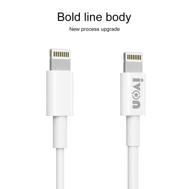 IVON CA70 8 Pin Fast Charging Data Cable, Length: 2m (White) - Normal Style Cable by IVON | Online Shopping South Africa | PMC TechLife | Buy Now Pay Later Mobicred
