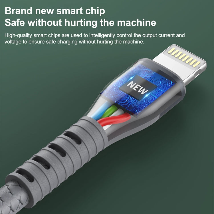 IVON CA92 2.4A Max USB to 8 Pin Rubber Fast Charging Data Cable, Length: 1.5m (Black) - Normal Style Cable by IVON | Online Shopping South Africa | PMC TechLife