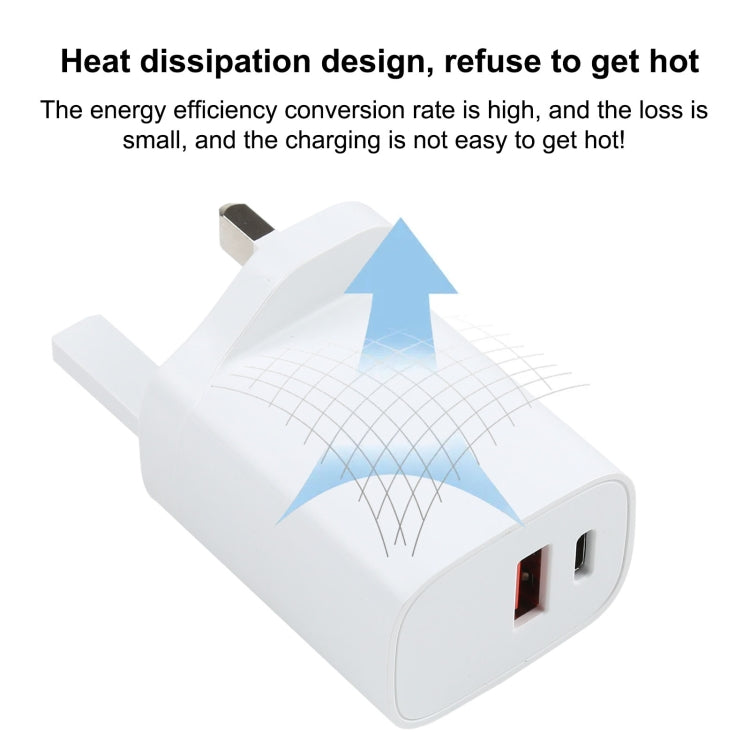 E087 20W USB-C / Type-C + USB Ports Fast Charging Travel Charger, UK Plug - free shipping - PMC TechLife - Order now!