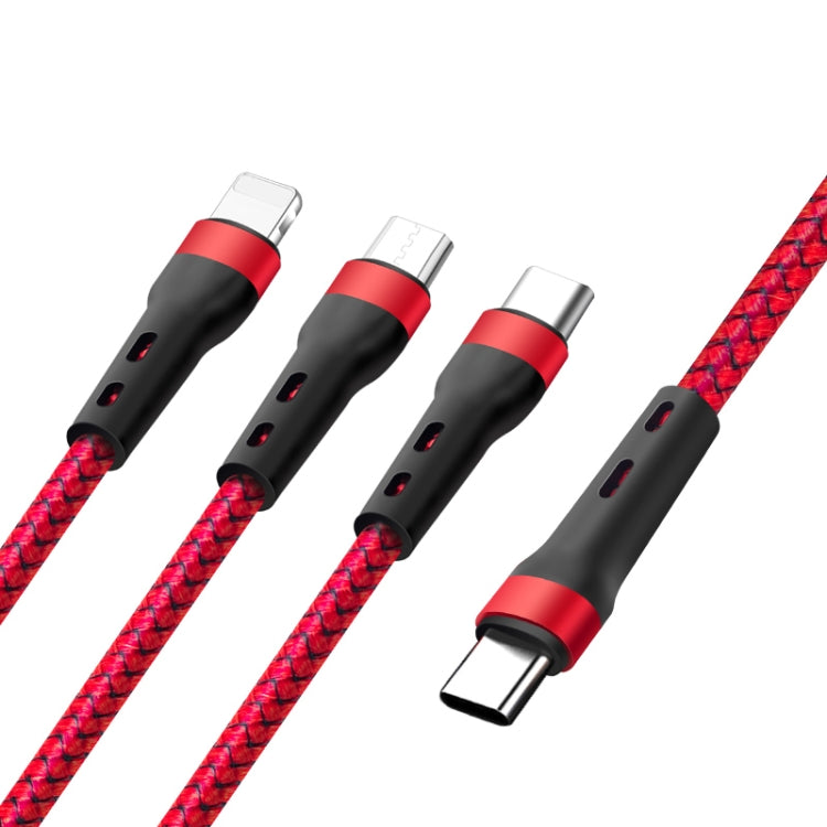 100W 6A Type-C to 8 Pin+Type-C+Micro USB Charging Data Cable, 1.3m(Red) - Multifunction Cable by PMC TechLife | Online Shopping South Africa | PMC TechLife